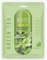 JIGOTT Тканевая маска для лица с экстрактом ЗЕЛЕНОГО ЧАЯ GREEN TEA REAL AMPOULE MASK, 27 мл